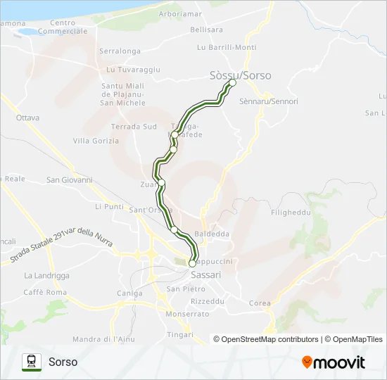 SASSARI-SORSO Train Line Map