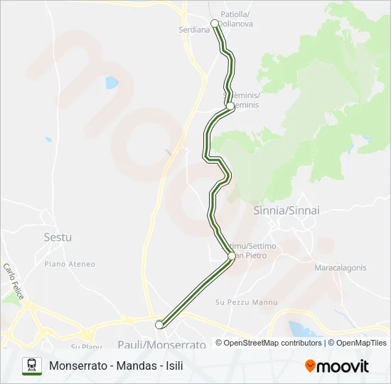 MONSERRATO-ISILI Train Line Map