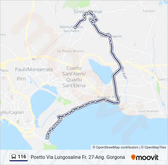 Percorso linea bus 116