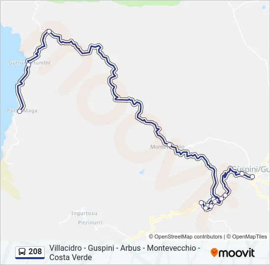 208 Bus Line Map