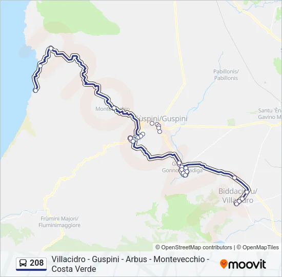 208 Bus Line Map
