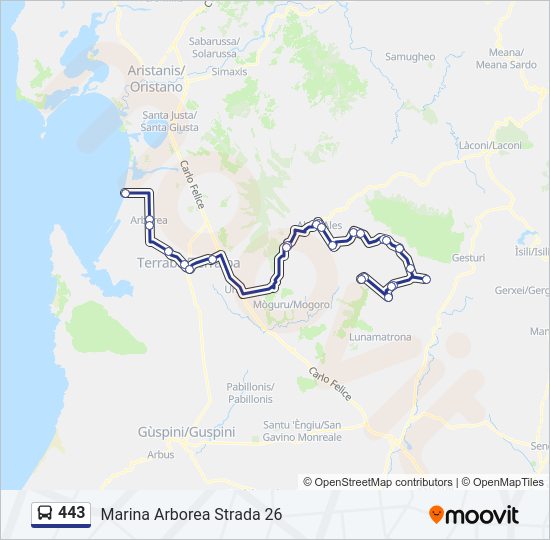 Percorso linea bus 443