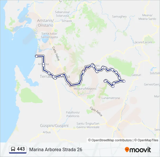 443 Bus Line Map