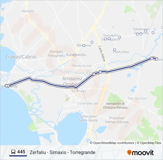 445 Bus Line Map