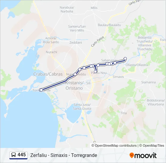 445 Bus Line Map