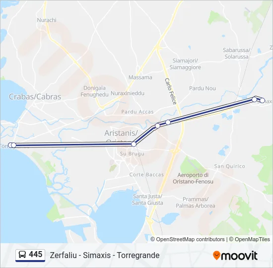 445 Bus Line Map