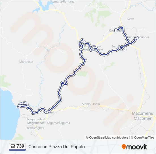 Percorso linea bus 739