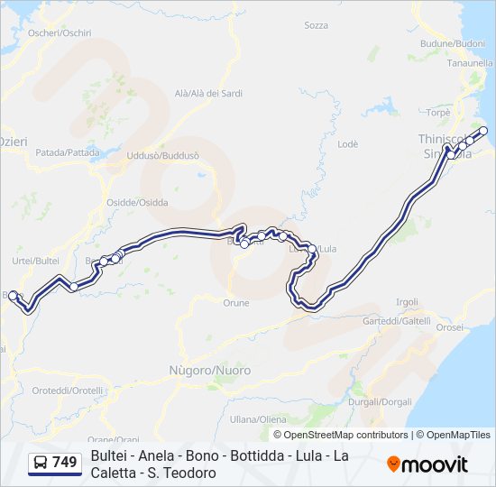 749 bus Line Map