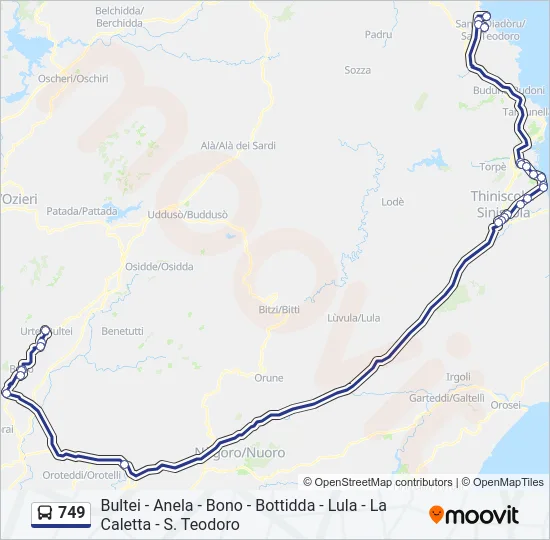 749 Bus Line Map