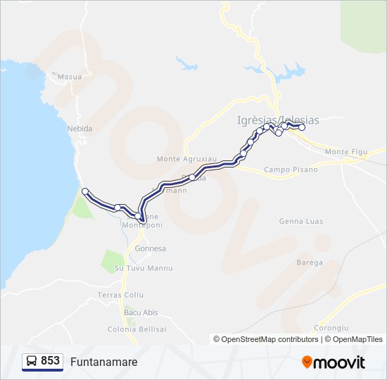 853 bus Line Map