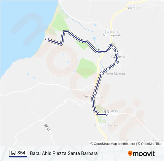 Percorso linea bus 854