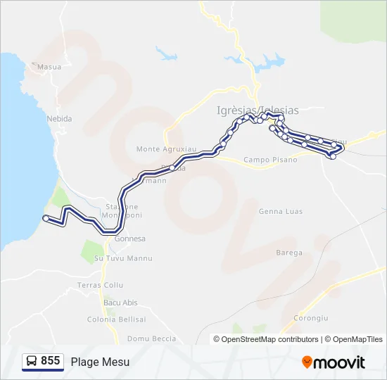 855 Bus Line Map