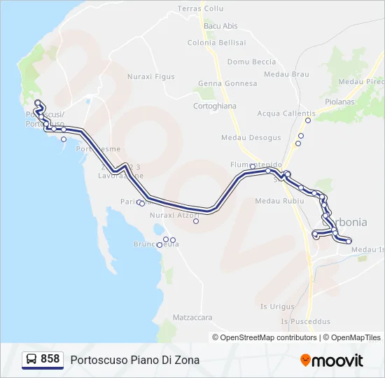 858 Bus Line Map