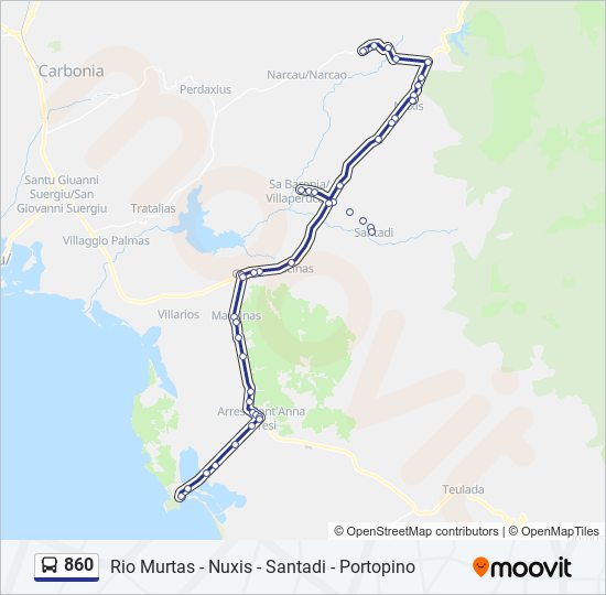 860 bus Line Map