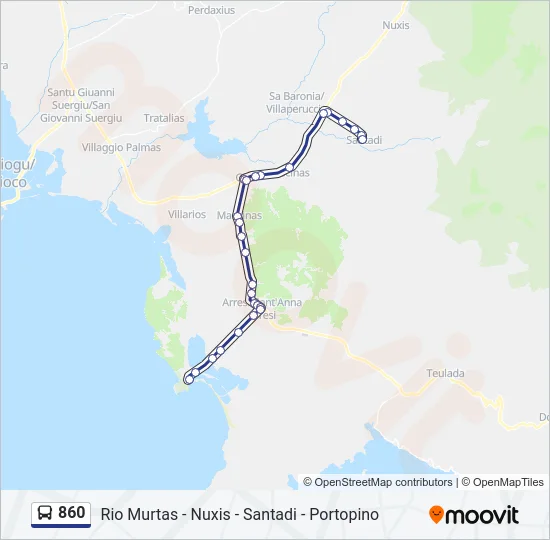 860 Bus Line Map