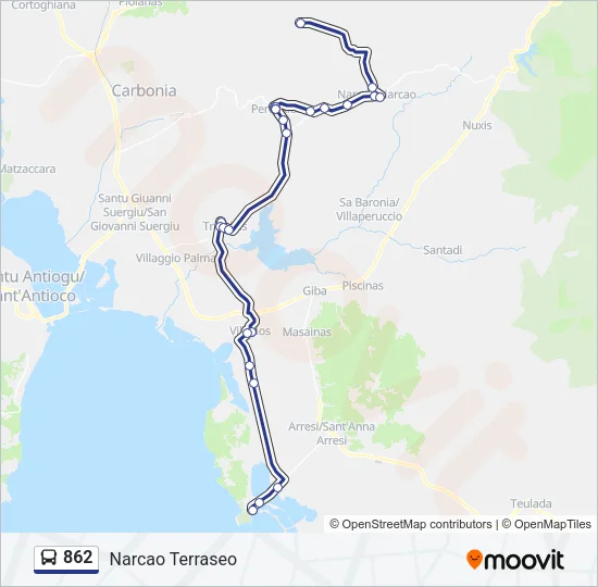 Percorso linea bus 862