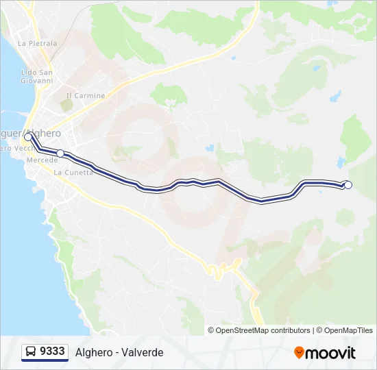 9333 Bus Line Map