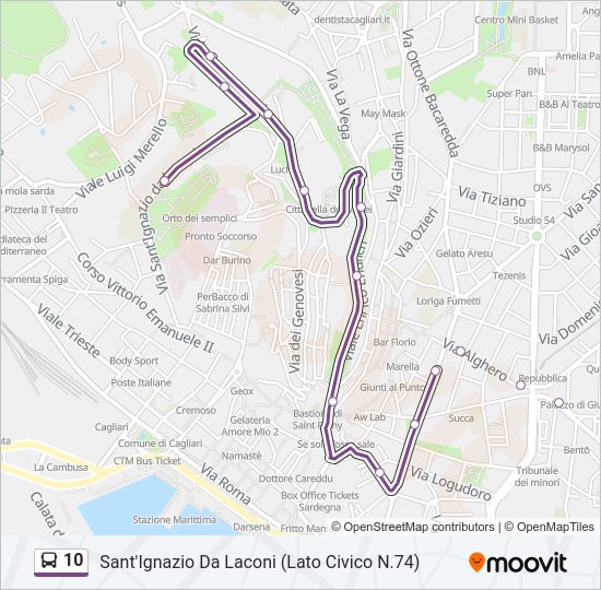 Percorso linea bus 10