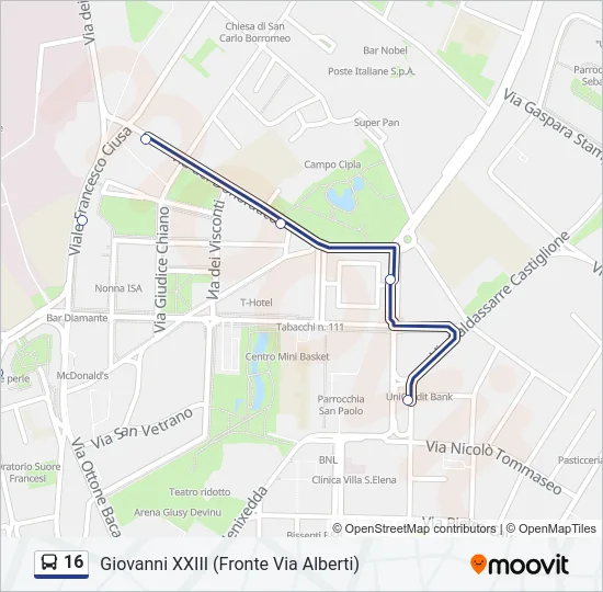 16 Bus Line Map