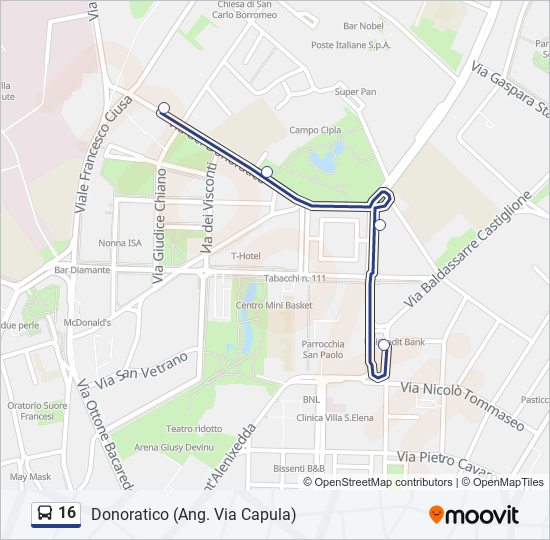 16 bus Line Map