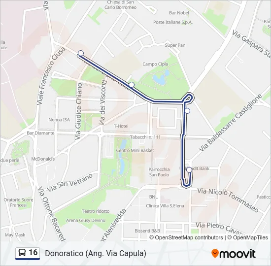 16 Bus Line Map