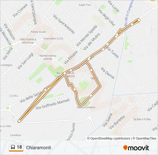 18 Bus Line Map