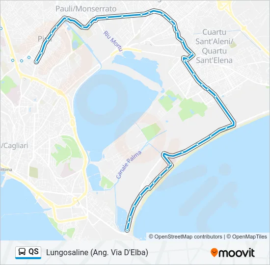 Percorso linea bus QS