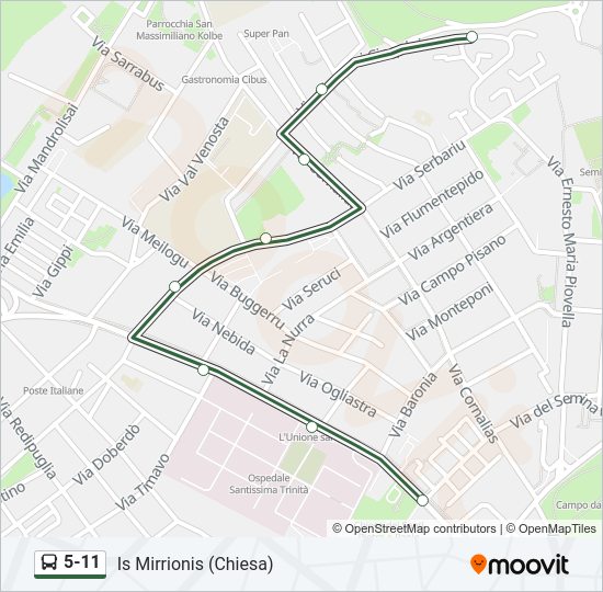 Percorso linea bus 5-11