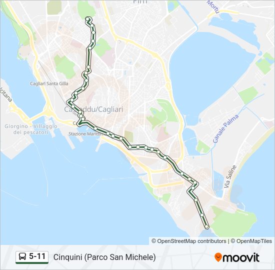 Percorso linea bus 5-11