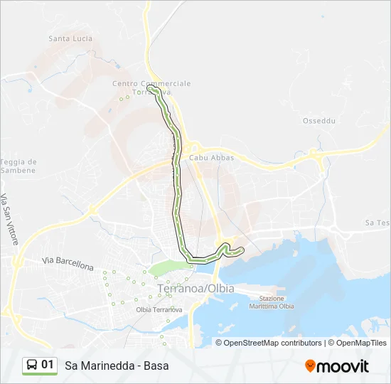 Percorso linea bus 01