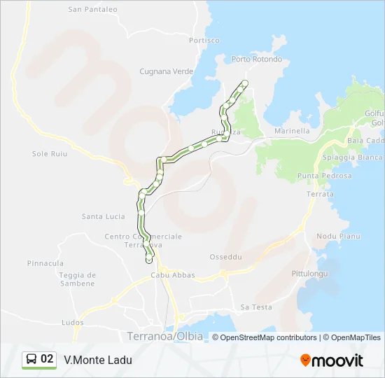 Percorso linea bus 02