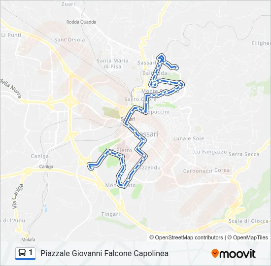 Percorso linea bus 1