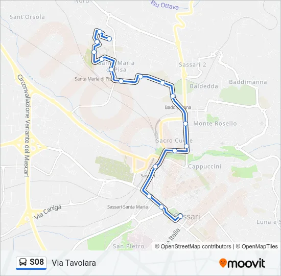 S08 Bus Line Map