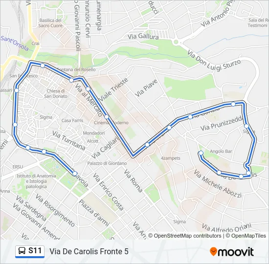 S11 Bus Line Map
