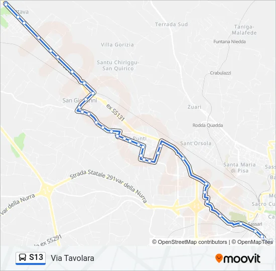 S13 Bus Line Map