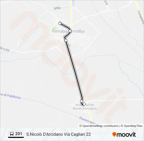 201 Bus Line Map