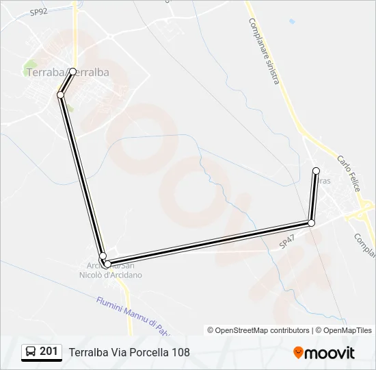 201 Bus Line Map