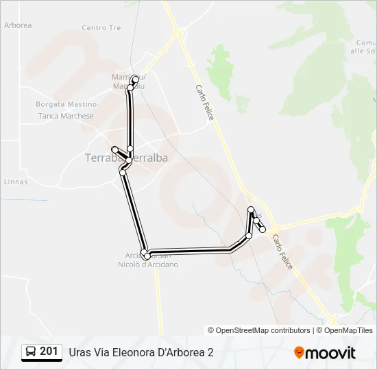 201 Bus Line Map