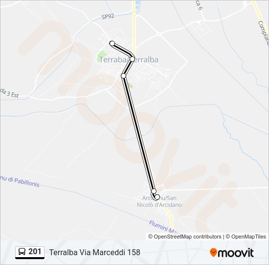 Percorso linea bus 201