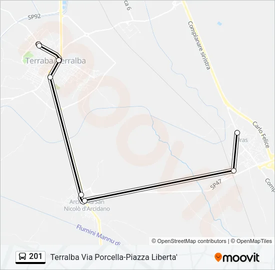 201 Bus Line Map