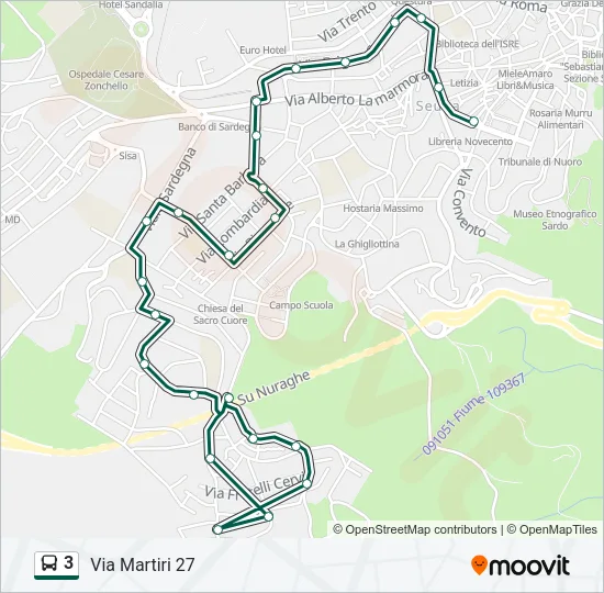 Percorso linea bus 3