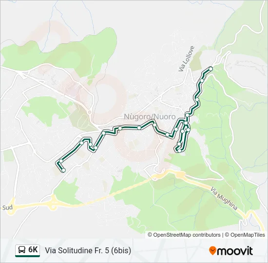 Percorso linea bus 6K