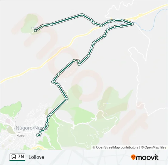 Percorso linea bus 7N