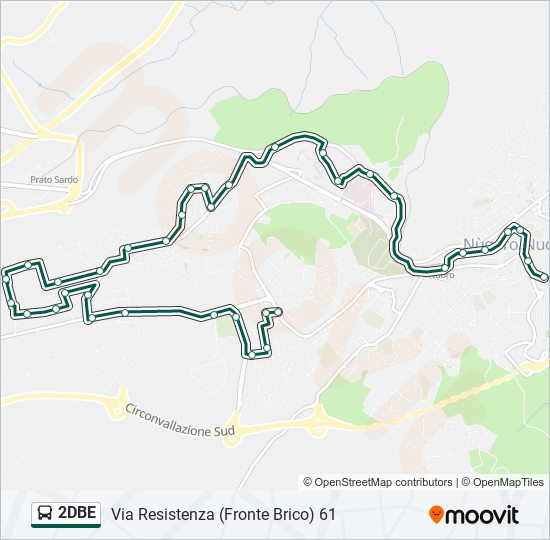 Percorso linea bus 2DBE