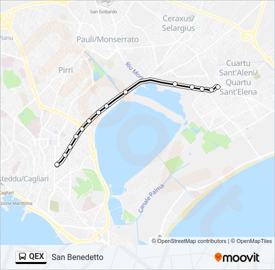 Percorso linea bus QEX