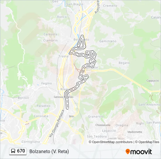 670 Bus Line Map