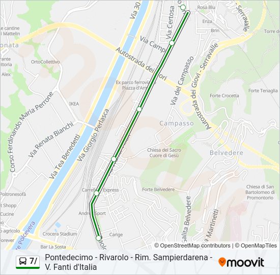 Percorso linea bus 7/