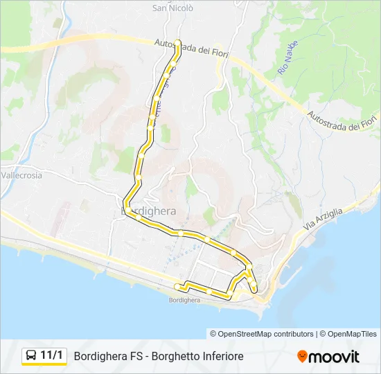 11/1 Bus Line Map