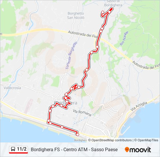 Percorso linea bus 11/2