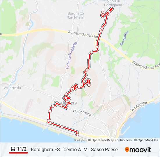 Percorso linea bus 11/2